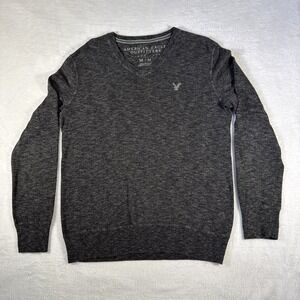 American Eagle Men's M 100% Cotton V-Neck Sweater Embroidered Eagle